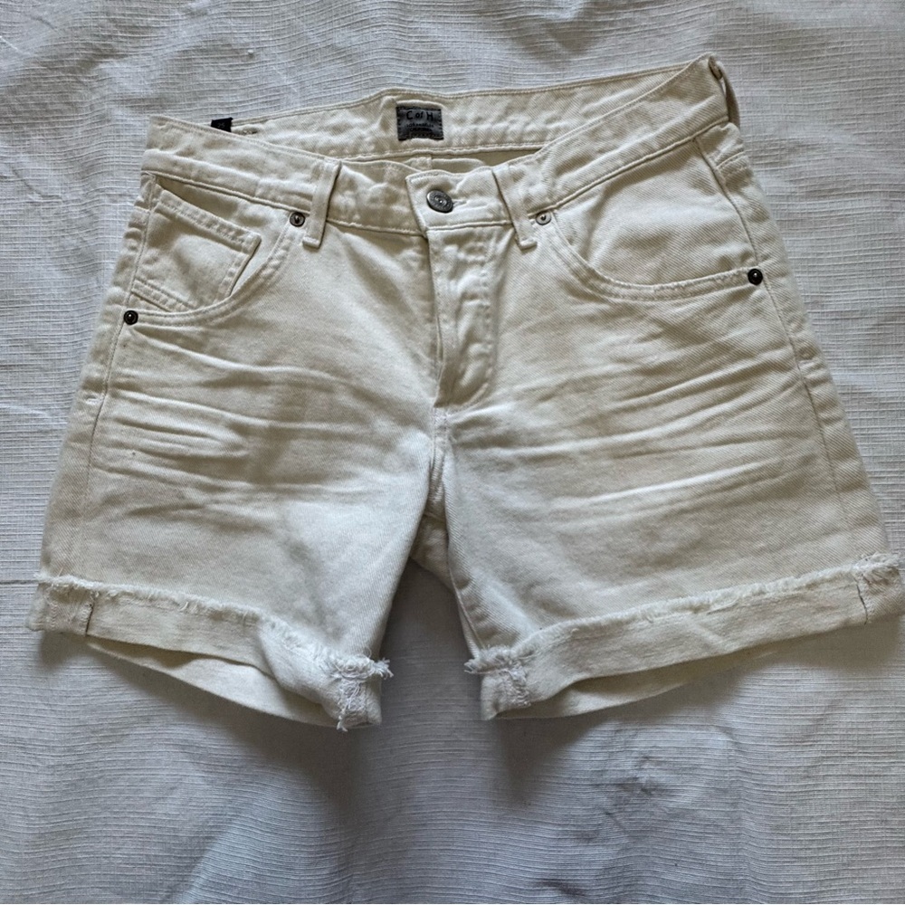 Citizens Of Humanity white Jean Shorts Distressed Cuffed